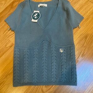 Aeropostale Women's Teal V-Neck Sweater